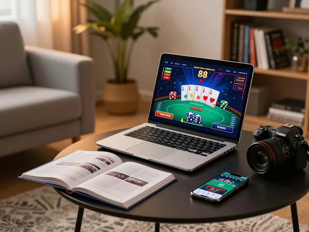 Experience fly 88 poker gameplay in a stylish home setup, capturing strategy and comfort.