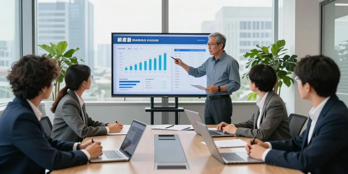 Dynamic mortgage simulation consultation with professionals discussing simulación hipotecas in a modern office.