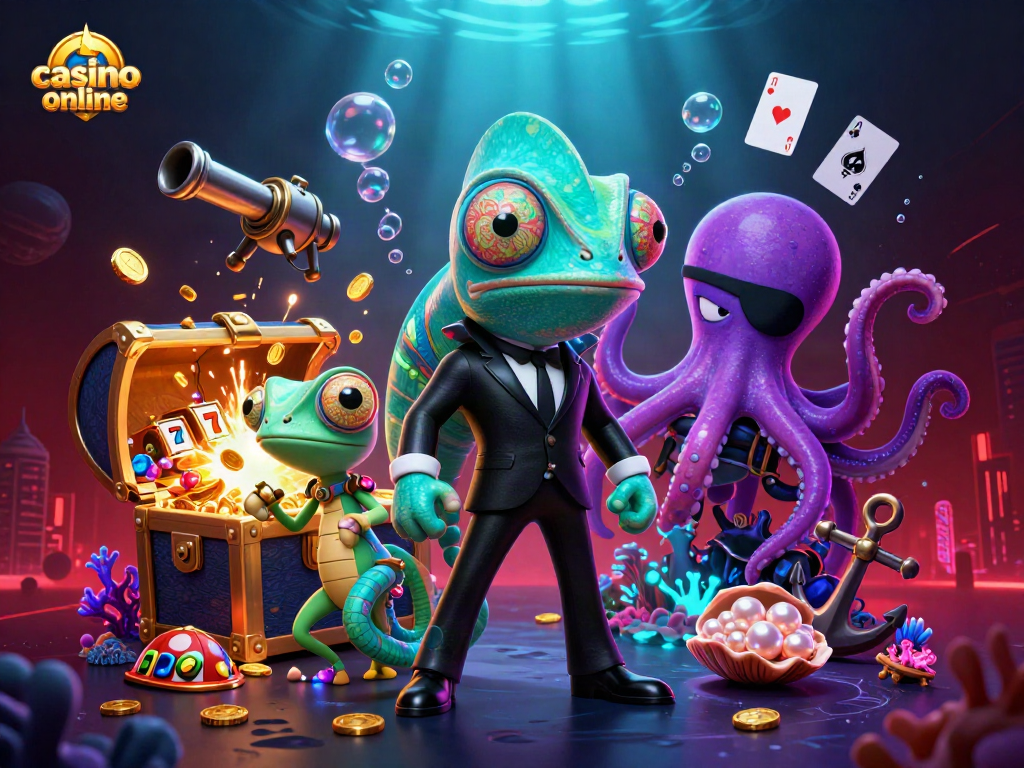 Juega en el casino online y gana con el emocionante camaleón y sus amigos.