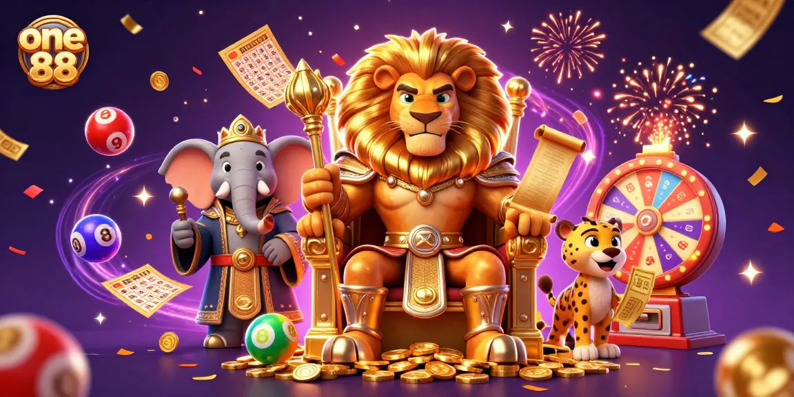 Experience thrilling wins with one 88 amid colorful lottery balls and festive elements.