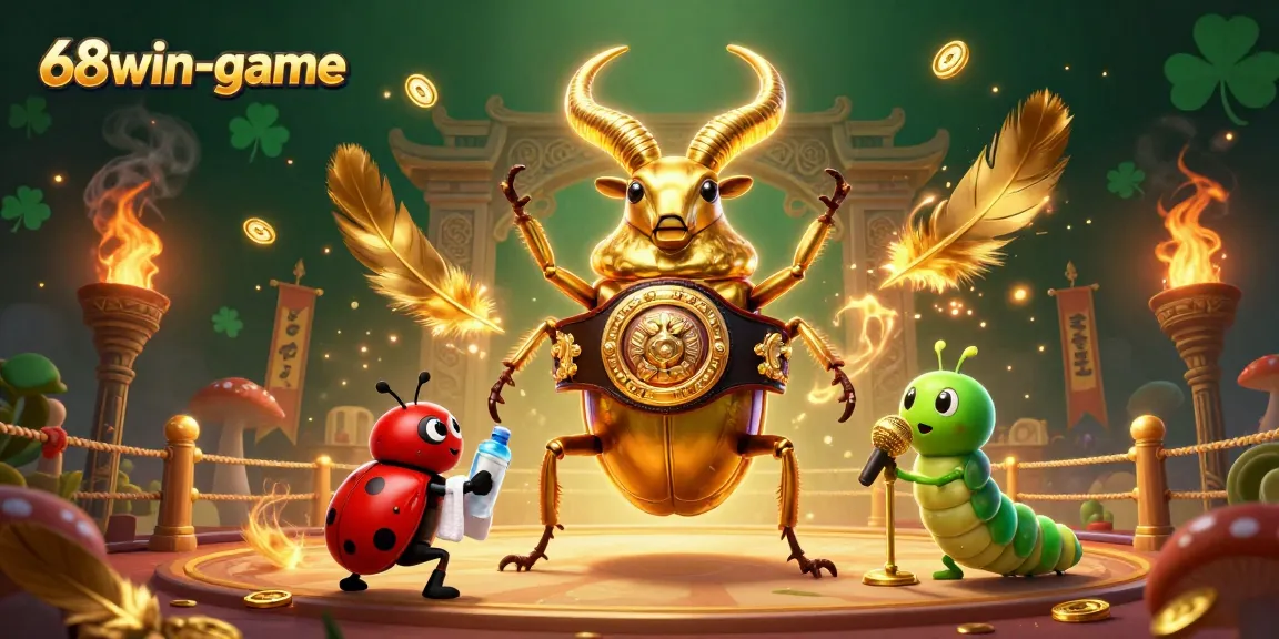 Engage with thrilling action at 68win-game featuring a cartoon beetle boxing match in a vibrant arena.