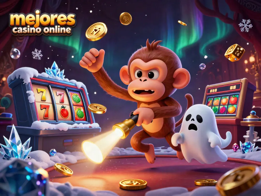 Ilumina los mejores casinos online jugando con monedas, dados y cartas en una escena dinámica.