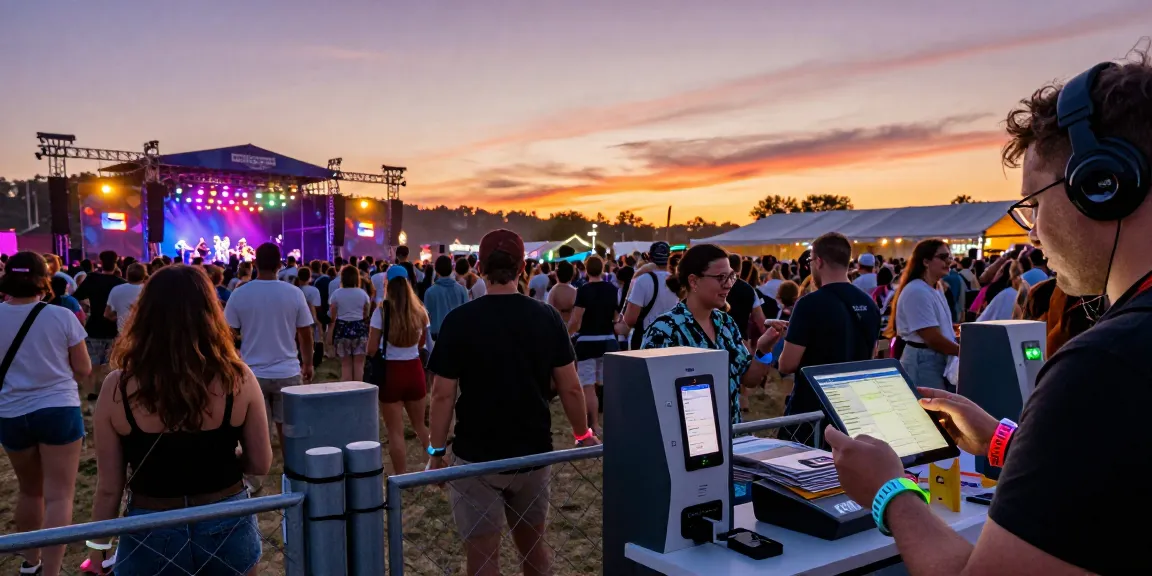 Control de acceso con pulsera con chip enhancing festival access and payment experiences.