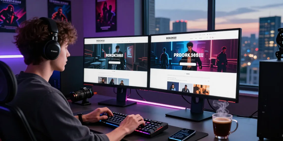 Accessing rokok88 login from a vibrant gaming workspace showcasing modern technology and engagement.