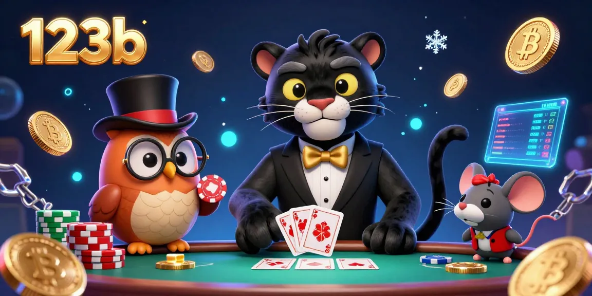 Experience the exciting world of 123b with the stylish panther dealer, colorful poker chips, and glowing crypto coins!