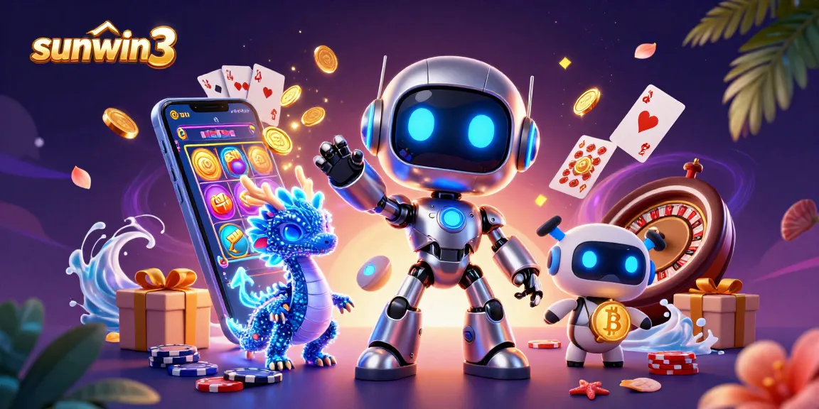 Experience thrilling gaming action with sunwin3 in a vibrant, ultra-detailed illustration featuring neon characters.